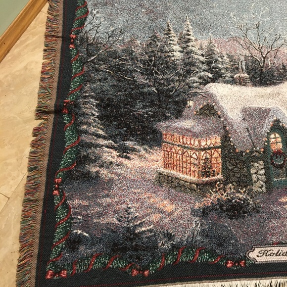 Thomas Kinkade Holiday 2000 Snow Cabin Tapestry Collection - Picture 3 of 9